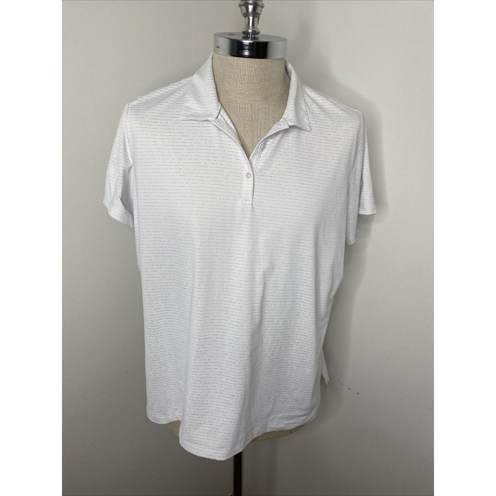 Lady Hagen Golf Shirt Womens XXL White Blue Collar Short Sleeve Active Polo 2XL